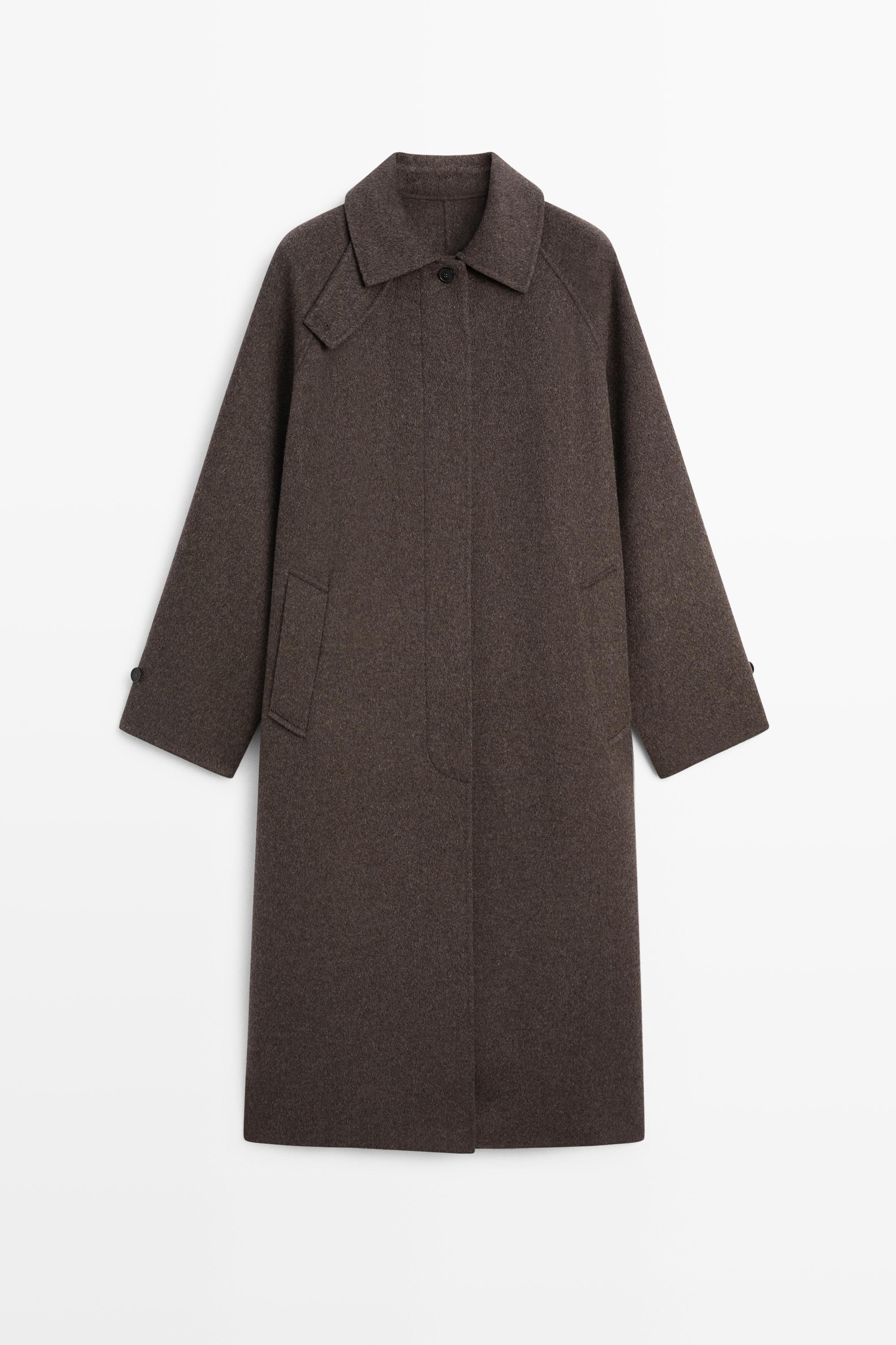 Manteau long en mélange de laine chinée