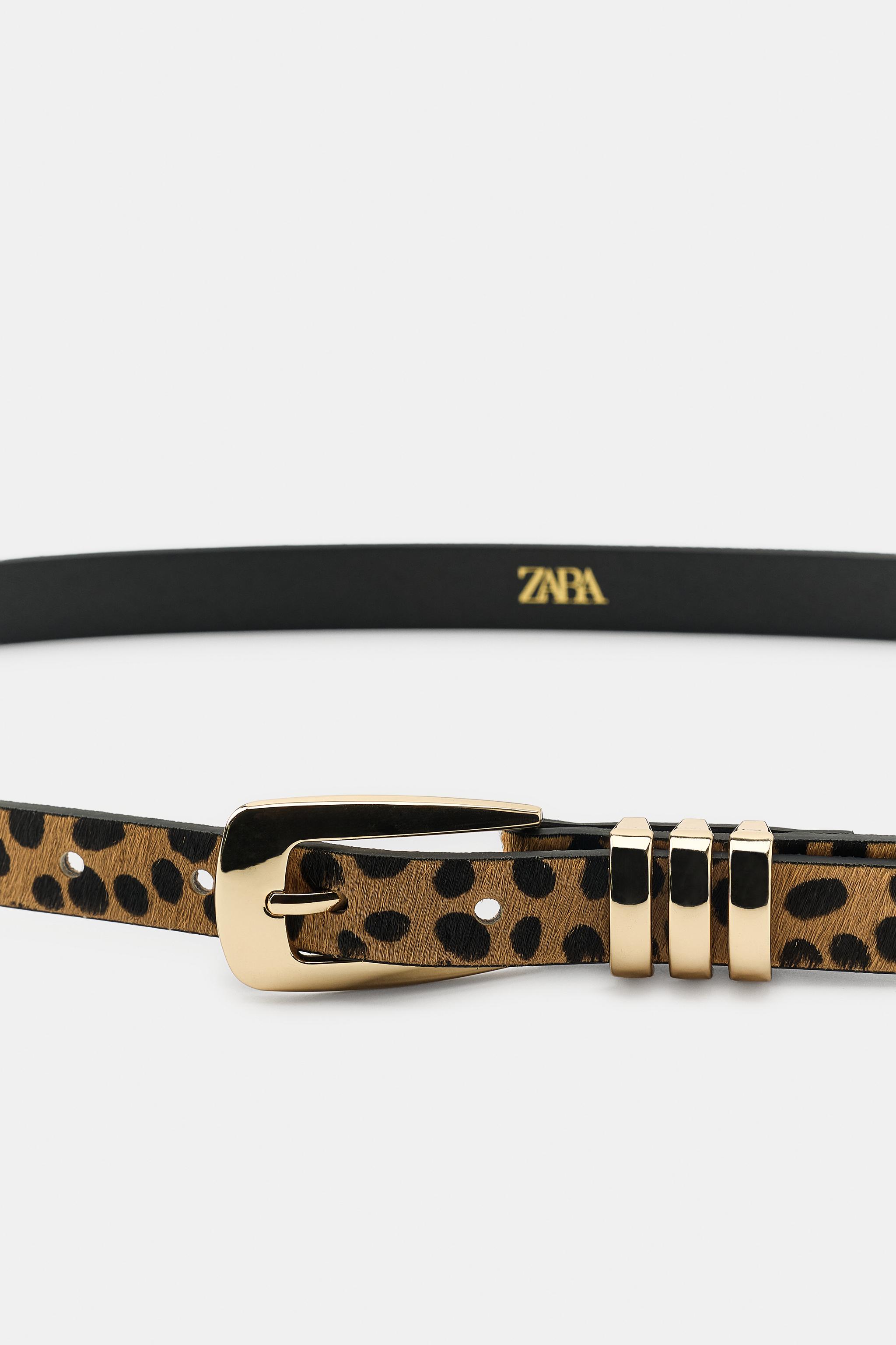 ANIMAL PRINT 100% LEATHER SKINNY BELT