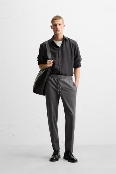 COMFORT FIT JOGGER WAIST TROUSERS - Grey by Zara