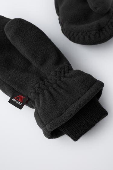 POLARTEC® FLEECE MITTENS - Black by Zara - Image 1