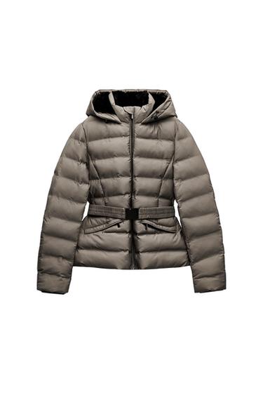 HOODED BELTED ANORAK - Mink by Zara - Image 0