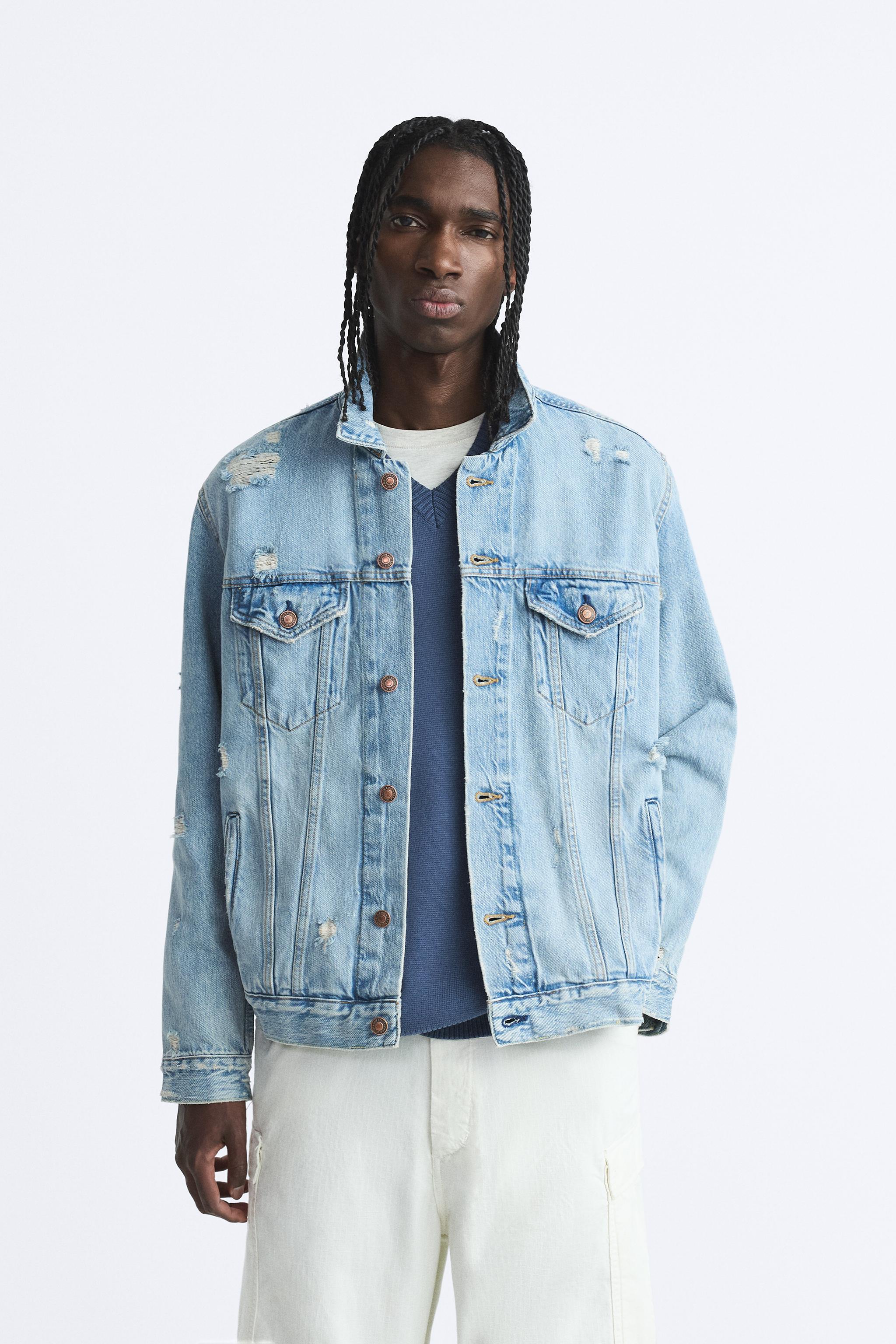 Ripped denim store jacket zara