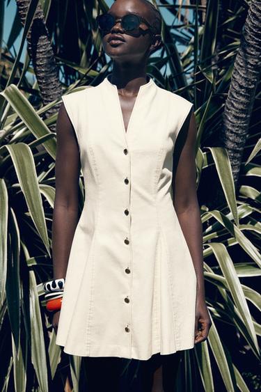 SLEEVELESS MINI DRESS - Ecru by Zara