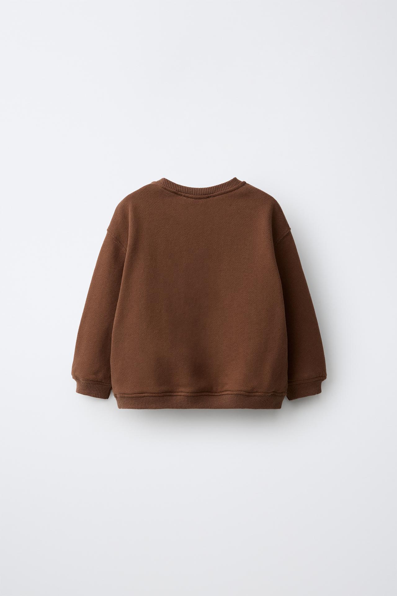 SLOGAN PRINT SWEATSHIRT — Brown