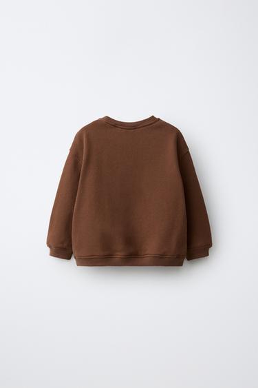 SLOGAN PRINT SWEATSHIRT — Brown 2