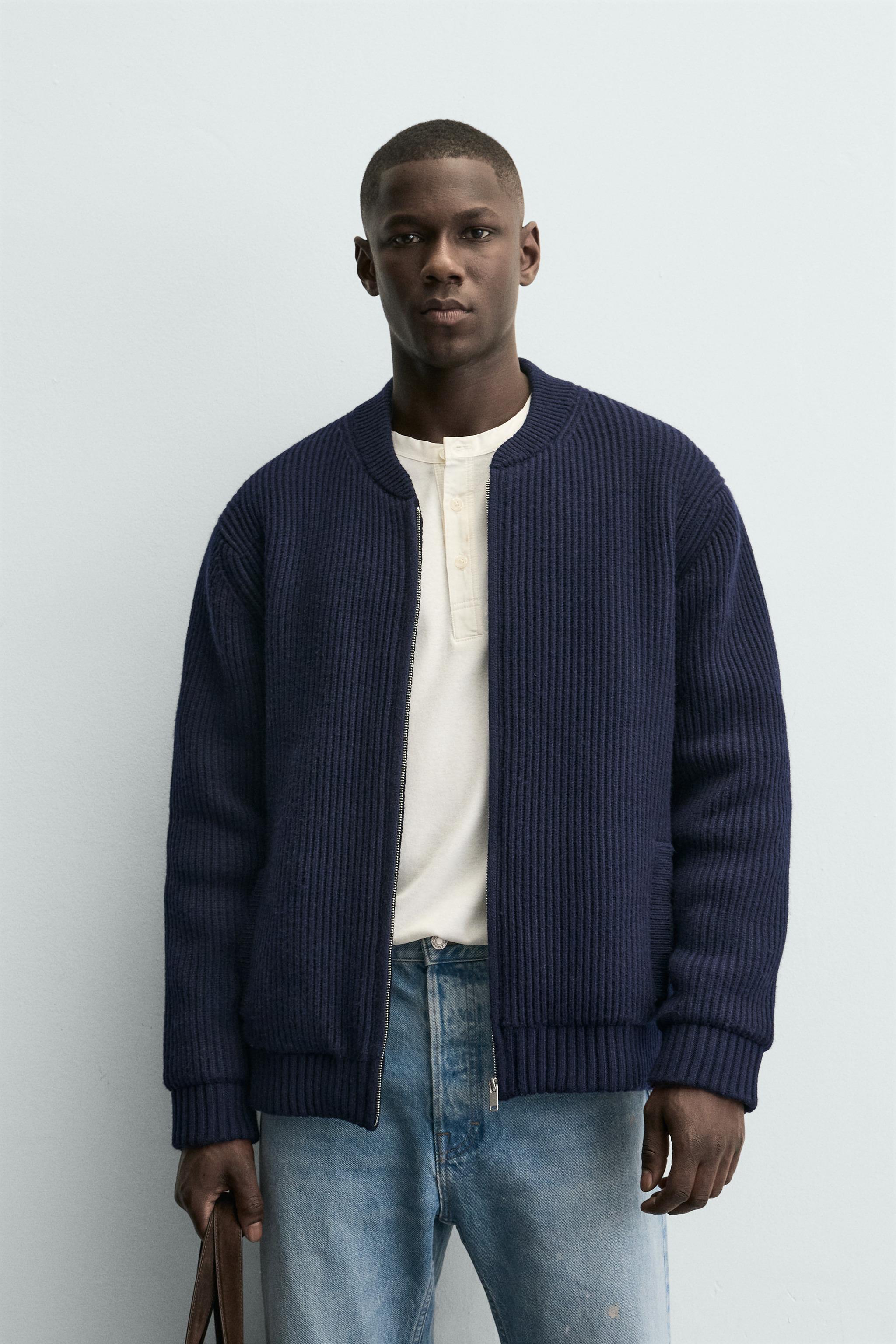 BLOUSON BOMBER EN MAILLE MATELASSÉE - Bleu marine | ZARA France