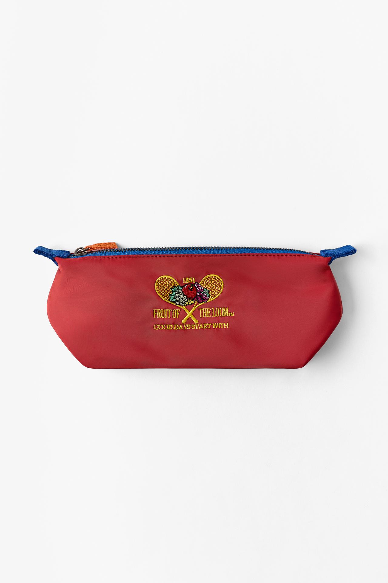 FRUIT OF THE LOOM™ NYLON EMBROIDERED TOILETRY BAG — Red