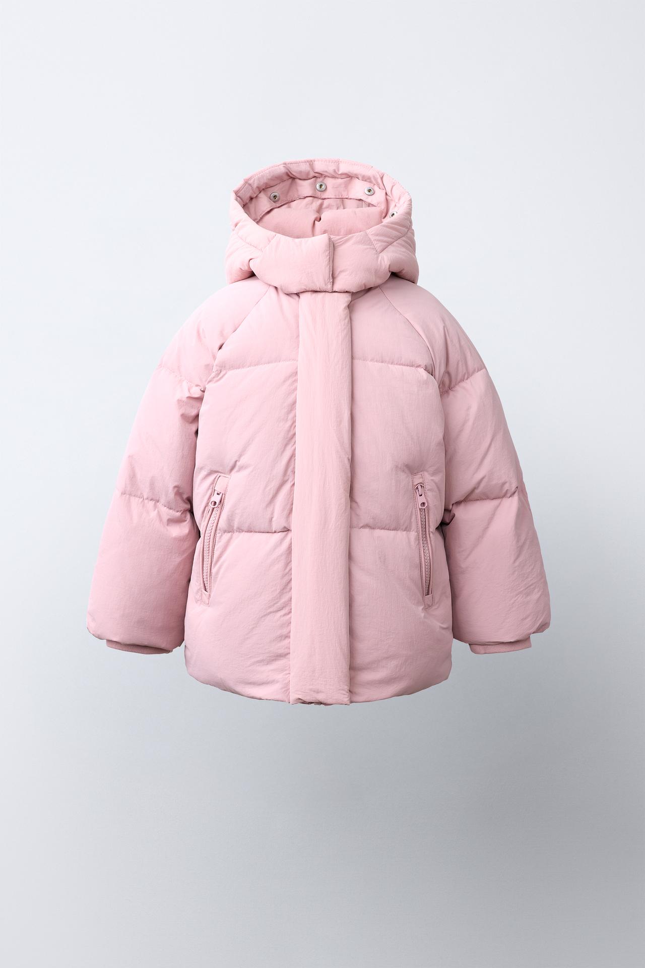 WATER-REPELLENT THERMAL 50/50 DOWN AND FEATHER JACKET WITH DETACHABLE FAUX FUR HOODIE — Pastel pink