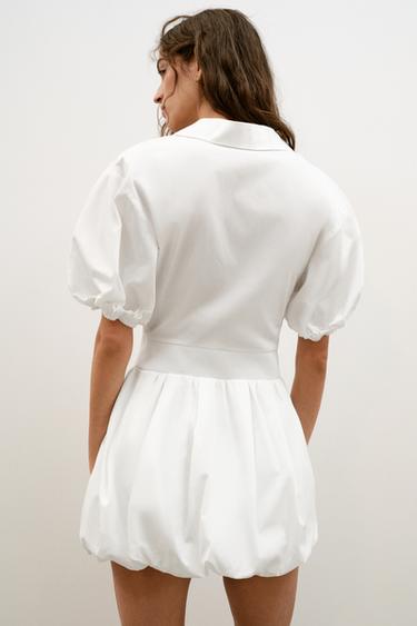 ROBE MINI EN POPELINE - Blanc de Zara - Image 3