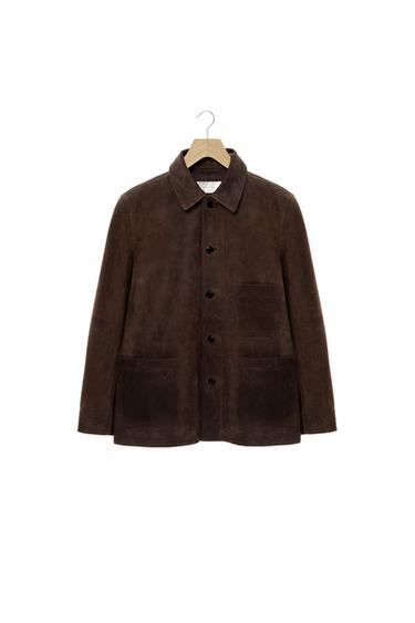 VINTAGE-EFFECT SUEDE LEATHER JACKET - Grey green by Zara