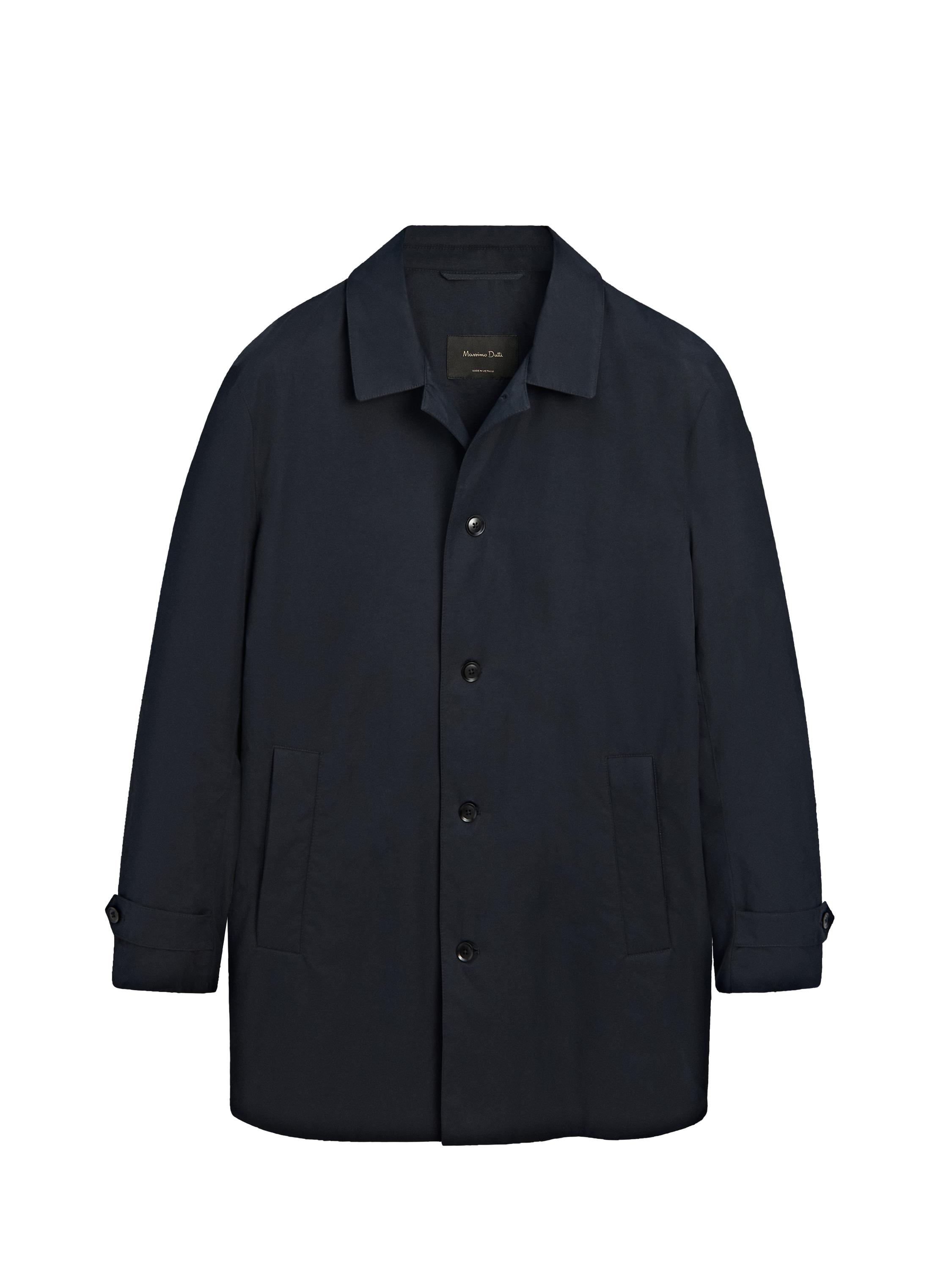 Cotton blend technical trench coat Navy blue ZARA United States