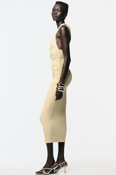 POLYAMIDE HALTER DRESS - Yellow by Zara - Image 2