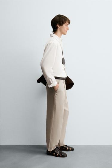 FLOWING PLEATED TROUSERS - Light beige by Zara - Image 3