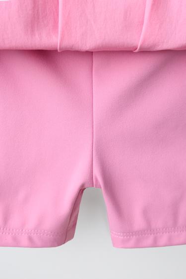 JUPE-LEGGING DE CYCLISTE À PLIS - Rose craie de Zara