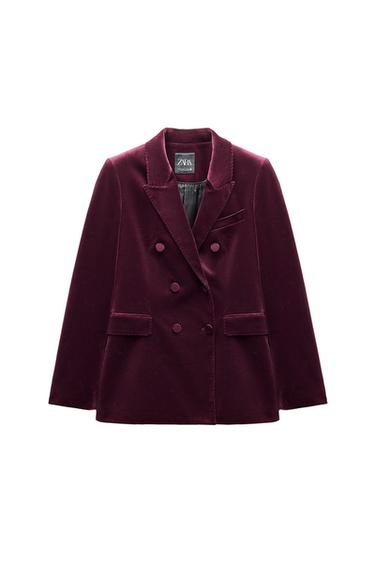 VELVET DOUBLE BREASTED BLAZER ZW COLLECTION