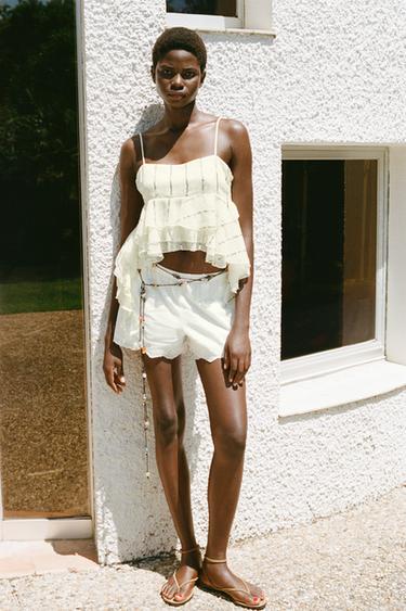 SPLIT SUEDE FLAT SANDALS WITH APPLIQUÉ - SAND/BROWN by Zara