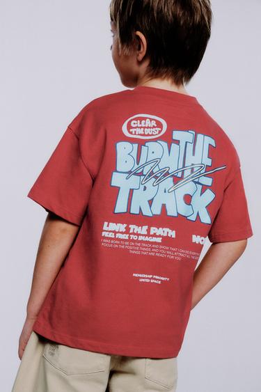 RAISED SLOGAN T-SHIRT - Red by Zara - Image 5