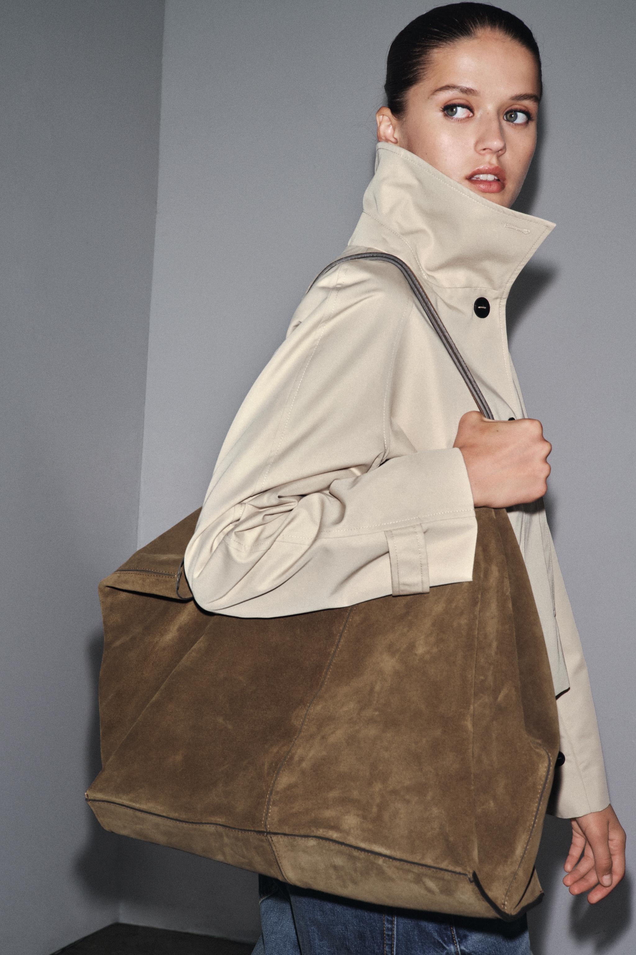 ZARA レザーカットワークトートバッグ 新品 タグ付き ZARA カットワーク トートバッグ (大) - メルカリ