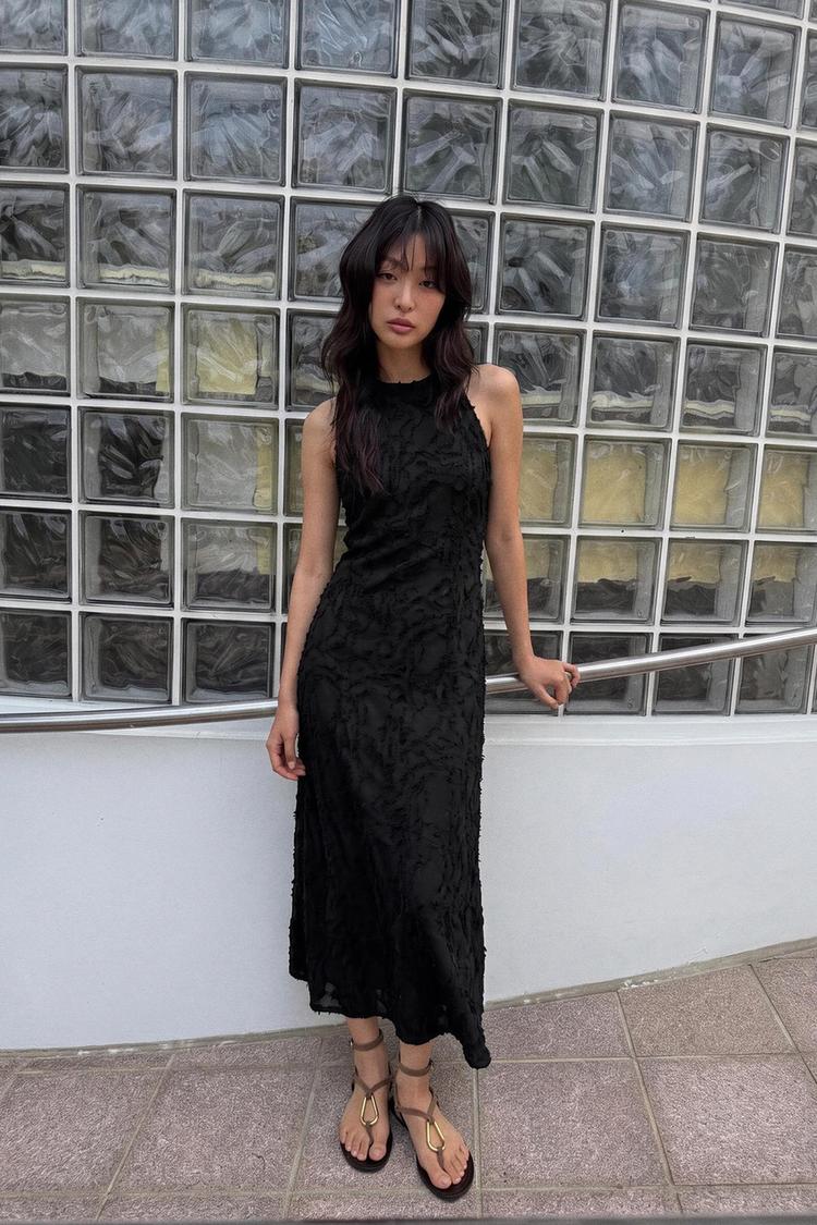 FRAYED MIDI DRESS