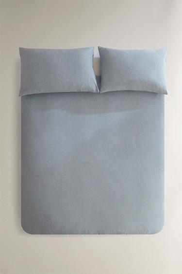 STRIPED COTTON LINEN DUVET COVER - Blue by Zara