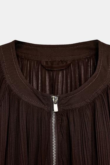 VESTE EN ORGANZA PLISSÉE - Marron de Zara - Image 6