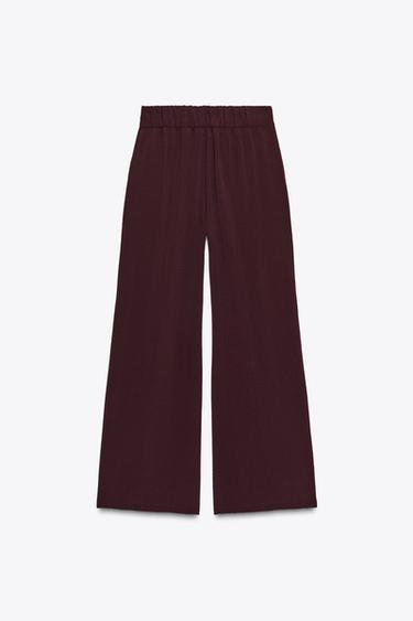 WIDE-LEG SEAM TROUSERS - Burgundy by Zara - Image 6