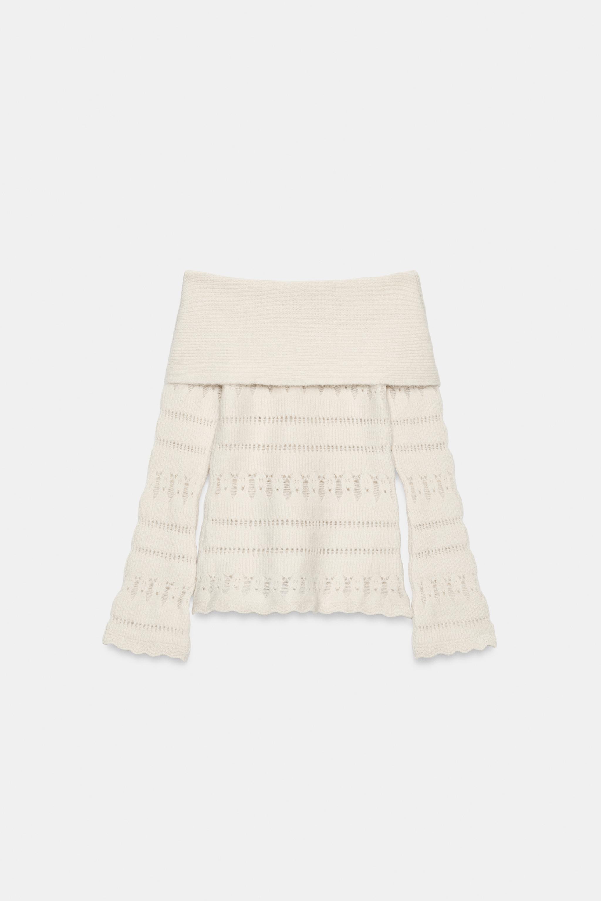 OFF-THE-SHOULDER OPENWORK JUMPER