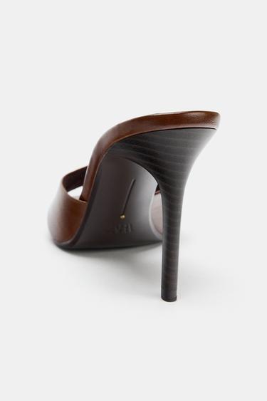 LEATHER HIGH-HEEL SHOES - Brown by Zara - Image 4