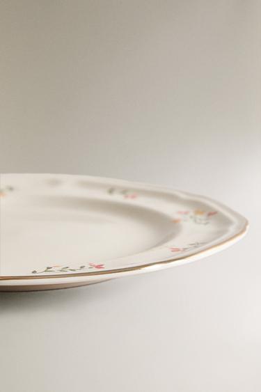 PORCELAIN SIDE PLATE WITH FLORAL PRINT - Cream by Zara - Image 3