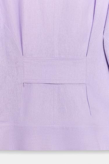 LINEN BLEND JACKET WITH PUFF SLEEVES - Mauve by Zara - Image 9