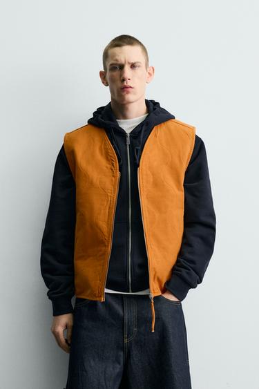 ЖИЛЕТ С ЭФФЕКТОМ ПОТЕРТОСТИ — ОРАНЖЕВЫЙ от Zara