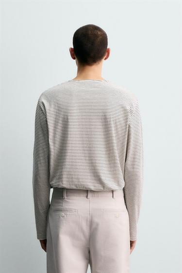 STRIPED JACQUARD T-SHIRT - Ecru / Black by Zara - Image 2