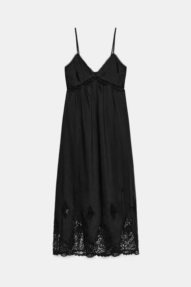 ROBE MIDI BRODÉE - Noir de Zara - Image 4