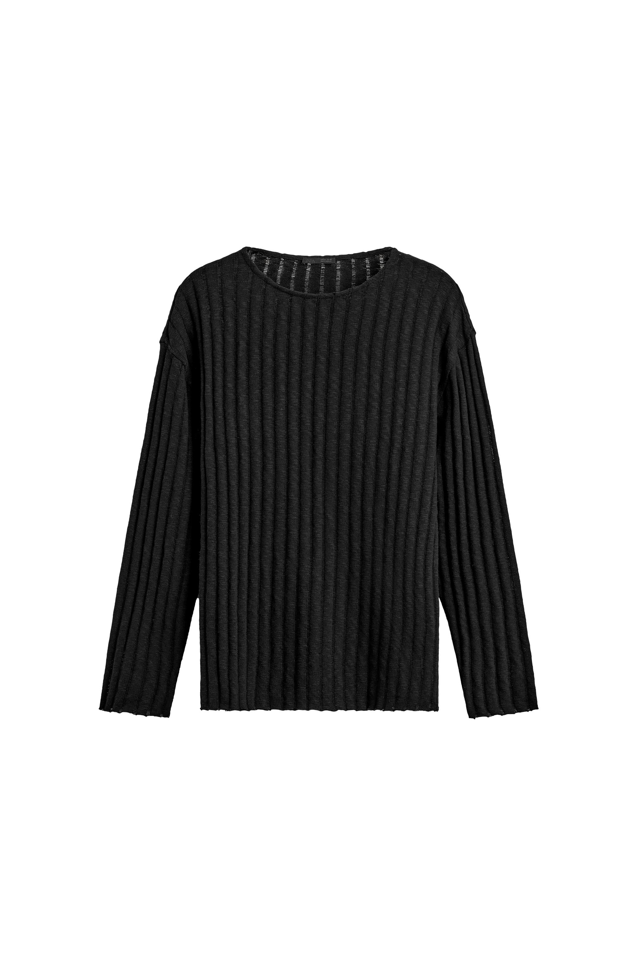 ダメージ加工リブセーター - ブラック | ZARA Japan / 日本