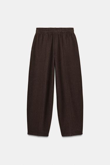 Zara SOFT STRAIGHT LEG PANTS - Brown