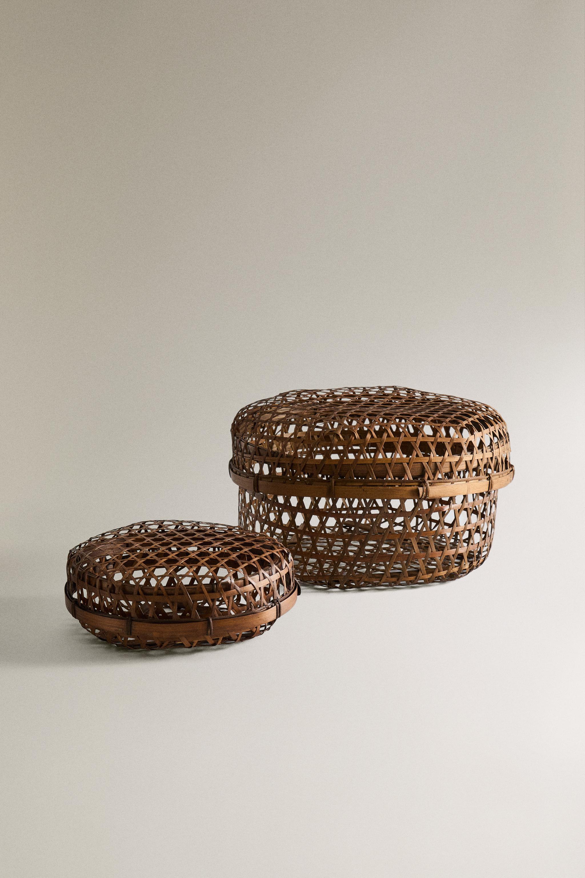 BAMBOO BASKET WITH LID - Light beige | ZARA United States