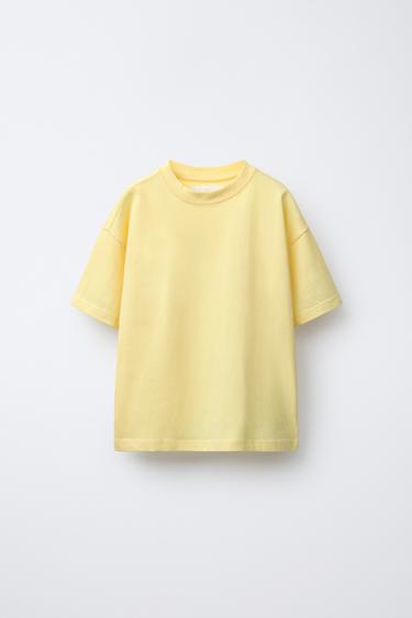 Zara 中磅素色 T 恤 - 黃色