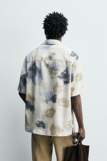 CHEMISE FLUIDE À IMPRIMÉ ABSTRAIT - Marron-Bleu de Zara - Image 2