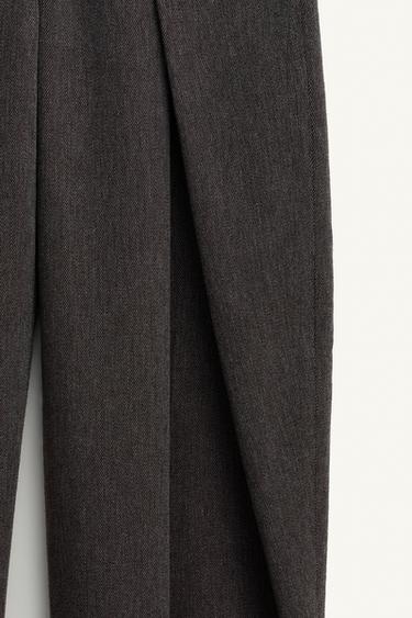PANTALON VOLUME PLIS AVEC LAINE ÉDITION LIMITÉE - Marron foncé de Zara - Image 8