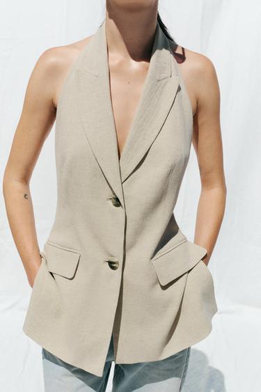 HALTER-WESTE MIT LEINEN - Hellbeige von Zara - Bild 0