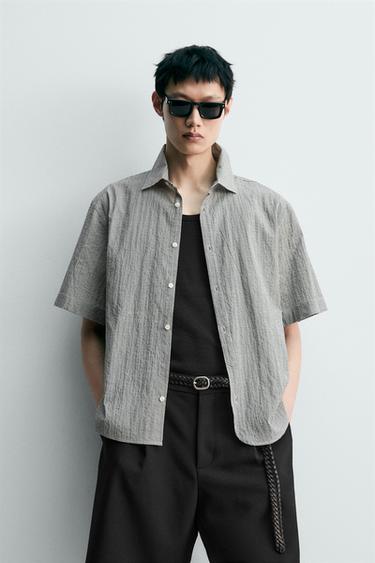 REGULAR FIT TEXTURED CHECK SHIRT - Black / White by Zara