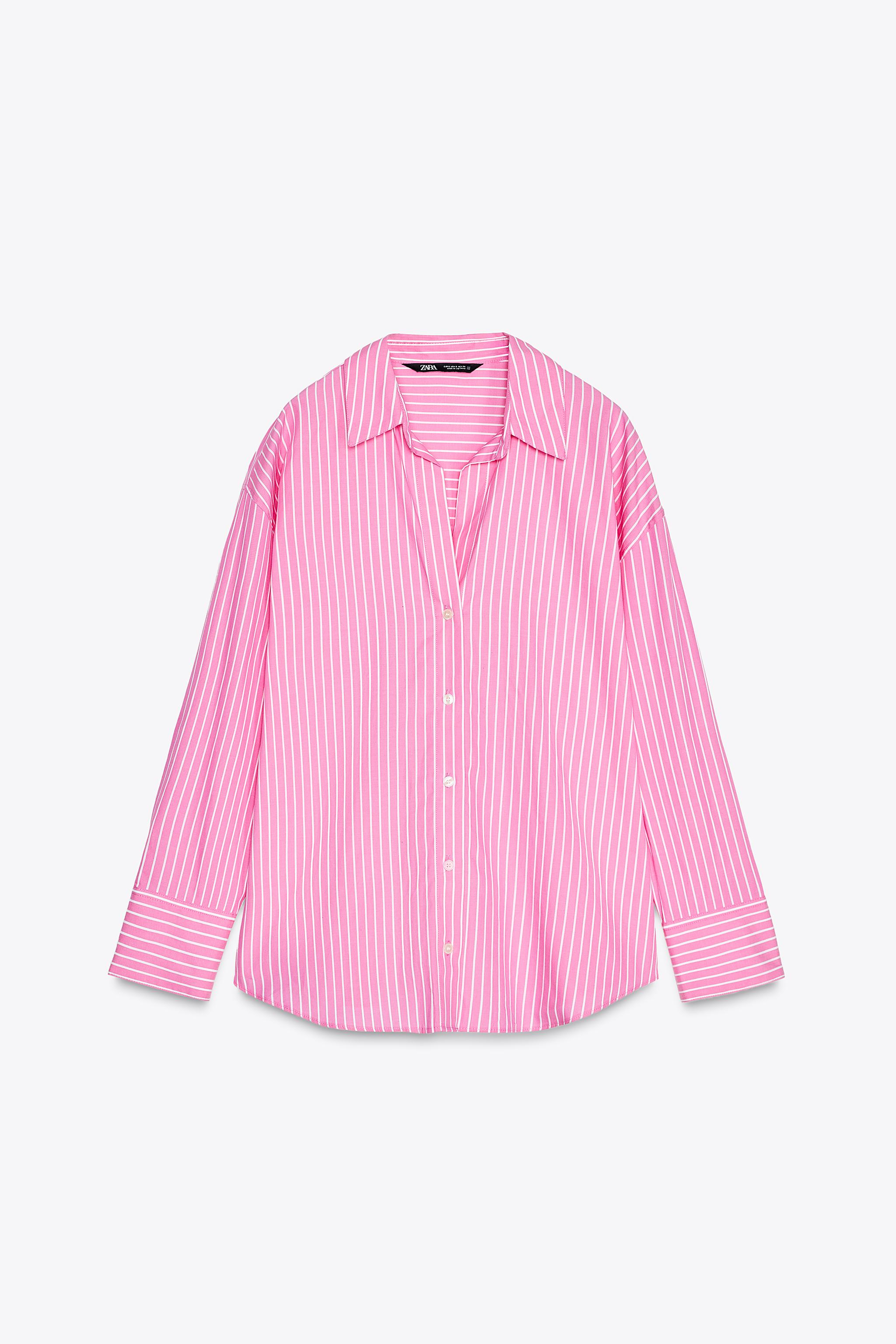 CAMISA BÁSICA POPELÍN Rosa ZARA España - Main Image