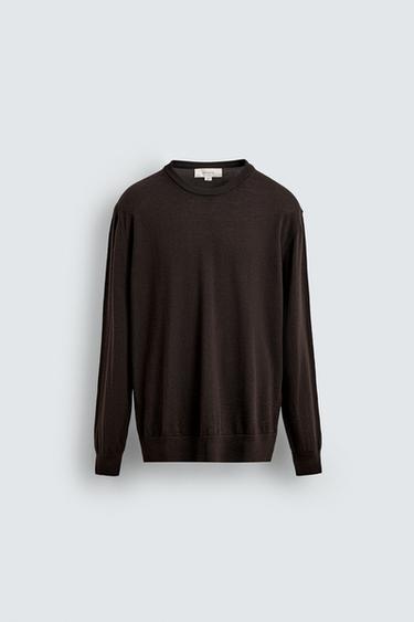 100% WOOL SWEATER - Chocolate by Zara