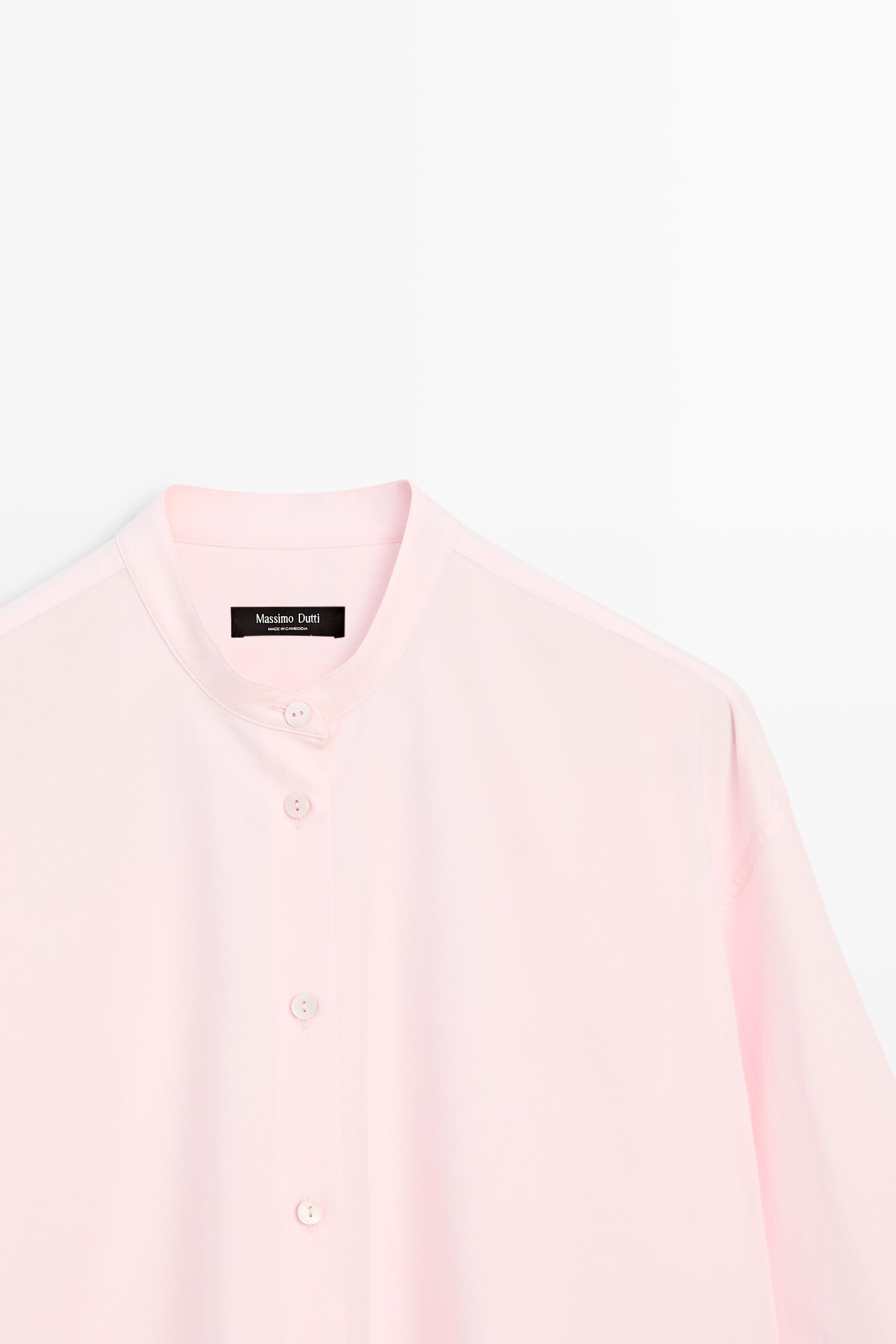 Chemise fluide en coton à col officier