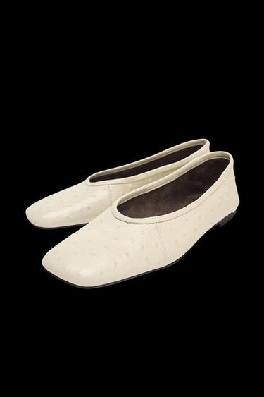 Zara EMBOSSED BALLET FLATS - Vanilla Yellow