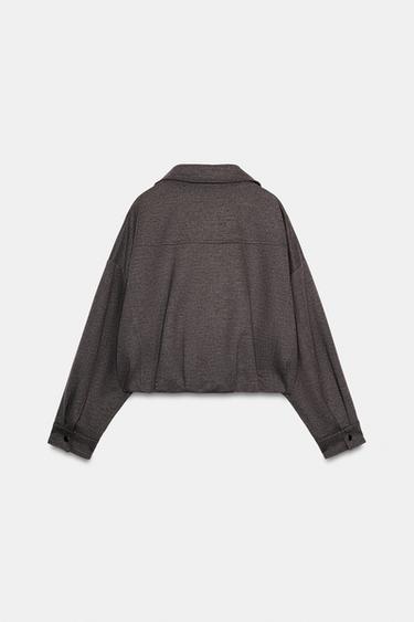 VESTE BOMBER À COL MONTANT - marron chiné de Zara - Image 6