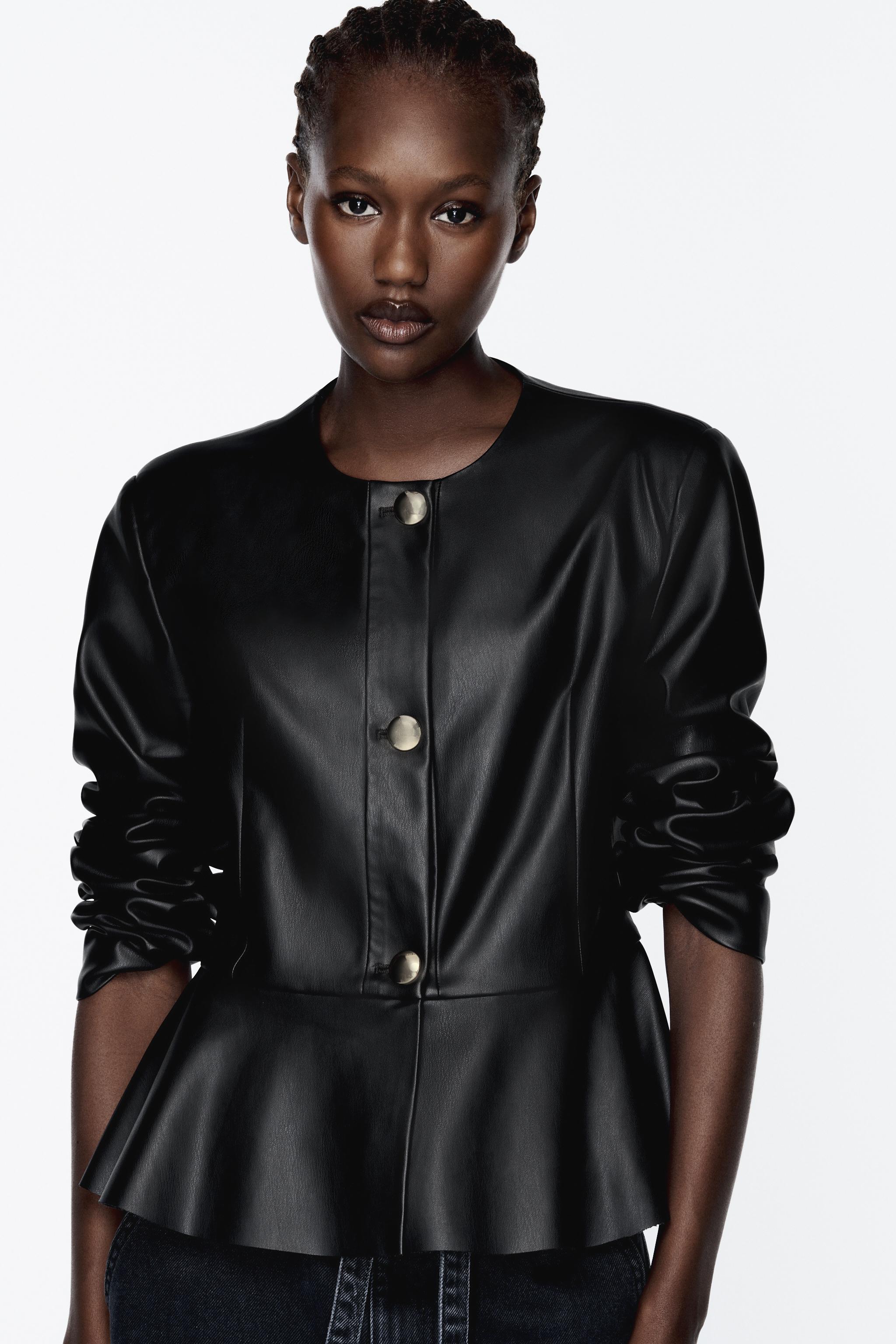 Peplum leather store jacket zara