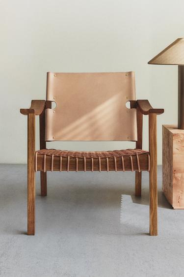 CHAISE BOIS CHÊNE CUIR X OTZI - Beige clair de Zara