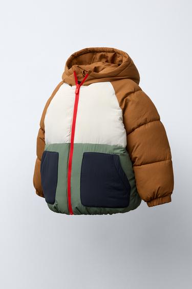 ABRIGO ACOLCHADO COLOR BLOCK WATER REPELLENT FORRO POLAR - Multicolor de Zara
