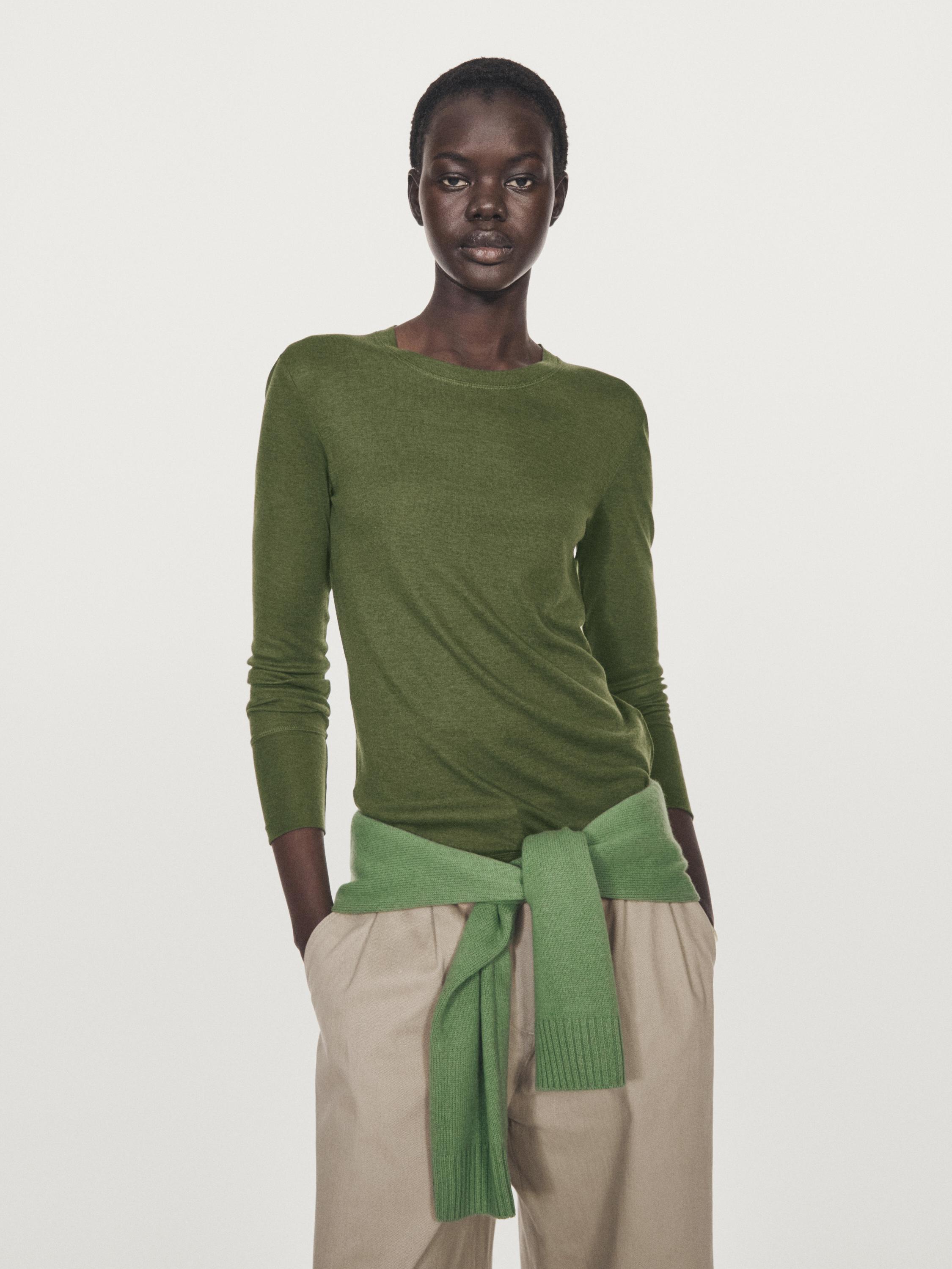 Long sleeve T-shirt with ribbed trims